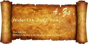 Anderlik Zsófia névjegykártya